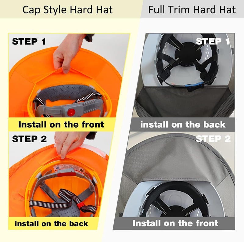 TCCFCCT Sun Shade, Full Brim Mesh Neck Sun Shield, High Visibility Visor Neck Protection and Bandana Headband Face Scarf, Hard Hat Accessories, 2 Packs, Yellow - Image 5
